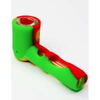 PIPE À MAIN EN SILICONE MULTICOLORE AVEC BOL ET TUBE EN VERRE